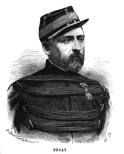 Retrato de Abel Douay (1809-1870), un general francés. Grabado en "Les Illustrations De L