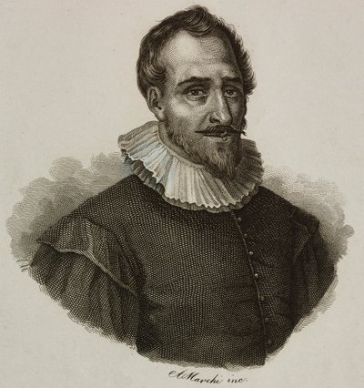 Retrato de Adam de Craponne (1526-1576), ingeniero francés, grabado de Marchi de French School
