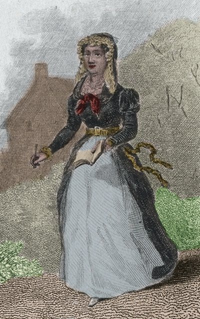 Retrato de Adelaide-Gillette Dufrenoy (1765-1825) poetisa francesa. Grabado de 1876. de French School