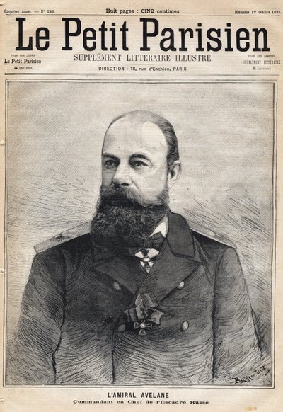 Retrato del Almirante Avelane Comandante de la Escuadra Rusa. Uno del periódico 