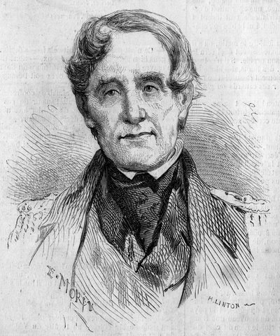 Retrato del almirante Edmund Lyons (1790-1858), comandante de la Marina Británica durante la Guerra de Crimea (1853-1856). Grabado por Morin en 