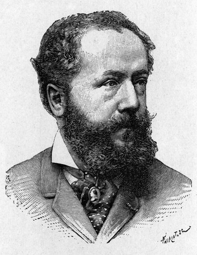 Retrato de Albert Tissandier, Hermano de Gaston Tissandier, aeronauta francés - en "Álbum de Ciencia; científicos ilustres; Grandes descubrimientos" 1896 de French School