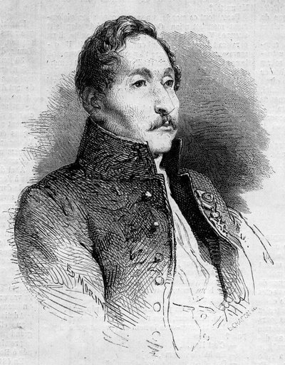Retrato de Alexandre Denis Abel de Pujol (1787-1861), pintor francés. Grabado en “Le Monde Illustré” n°235 del 12 de octubre de 1861 de French School