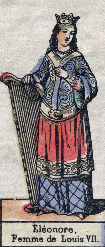 Retrato de Alienor de Aquitania (Leonor de Guyena) (ca. 1123-1204), esposa de Luis VII de Francia. (dinastía Capeto). Ilustración de finales del siglo XIX de French School