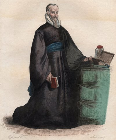 Retrato de Ambroise Paré (1509-1590), cirujano francés. Ilustración de “Le Plutarque Français” de Edmond Mennechet de French School