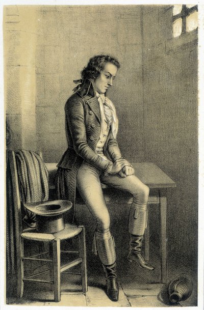 Retrato de Antoine Barnave (1761-1793), revolucionario francés encarcelado. - en “Galerie historique de la Révolution Française” de Albert Maurin, ed. París 1843 de French School