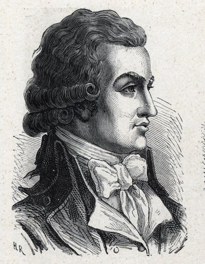 Retrato de Antoine Pierre Joseph Marie Barnave (1761-1793) político francés. Grabado de 1889. Colección privada. de French School