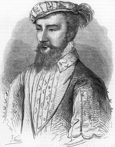 Retrato de Antonio de Borbón (1518-1562), Rey de Navarra y padre del Rey Enrique IV. En “Histoire Populaire de la France”, sd. circa 1885. Grabado. de French School