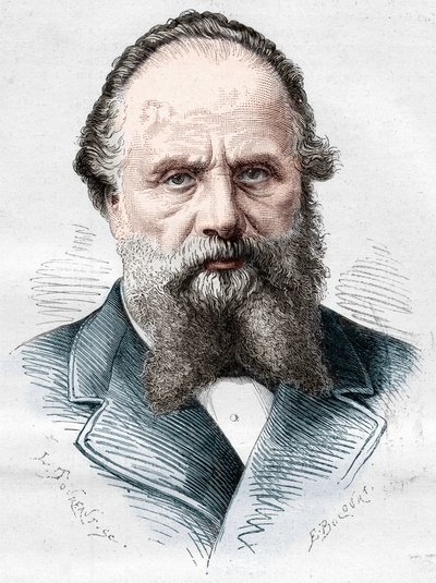 Retrato de Aristide Boucicaut (1810-1877), comerciante francés, director de los grandes almacenes del Bon Marché. Grabado en "Le Monde Illustré" n°1082 del 5 de enero de 1878 de French School