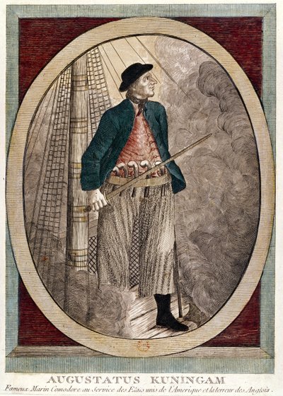 Retrato de Augustatus Kuningam, un pirata americano activo durante la Guerra de Independencia, c.1780 de French School