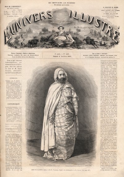 Retrato de Ben Mahi Ed Din Abd El Kader (1808-1883), Amir de Mascara, líder militar y religioso de French School