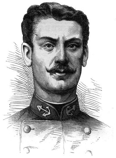 Retrato del Capitán Joseph Gallieni (1849-1916), soldado y explorador francés. Grabado en “Le Monde Illustré” n°254 del 9 de abril de 1881 de French School