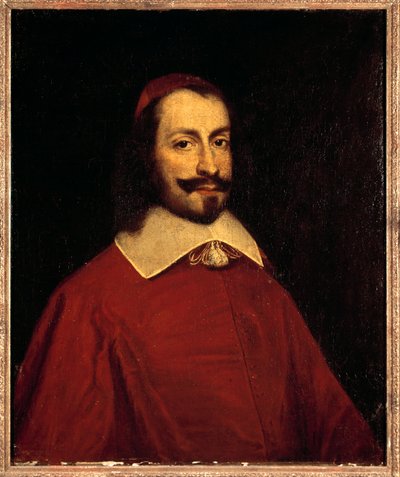 Retrato del Cardenal Jules Mazarin (1602-1661) (Giulio Raimondo Mazzarino o Mazarino) Pintura de la Escuela Francesa del siglo XVII Dim. 0,74x0,6 m Versalles, museo del castillo de French School