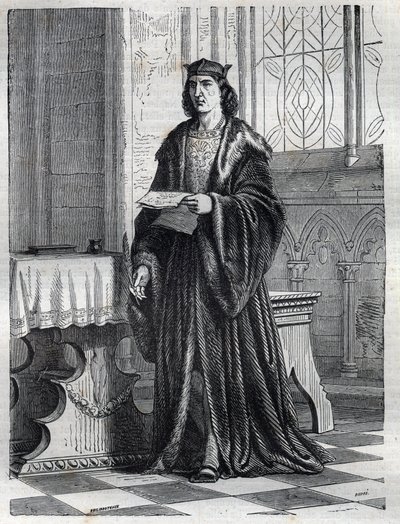 Retrato del Cardenal Pietro Carafa o Caraffa o Juan Pedro Caraffa futuro Papa Pablo IV (Paolo IV 1476-1559) Grabado en “Historia de los Papas (...) Crímenes de la Reina Rey y Emperadores a través de los siglos” de Maurice Lachatre de French School