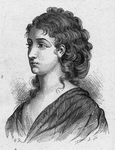 Retrato de Cecile Aimee Renault (1774-1794), revolucionaria francesa. Grabado de 1889. Colección privada. de French School