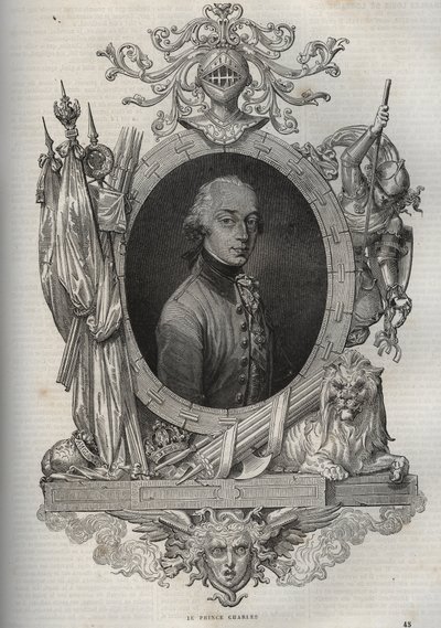 Retrato de Charles-Louis de Austria-Teschen (Charles Louis de Austria Teschen) (1771-1847) (Erzherzog Karl von Österreich) Archiduque de Austria, Duque de Teschen - Archiduque Carlos, Duque de Teschen - de “Nueva Enciclopedia Nacional” por Maurice La Chare de French School