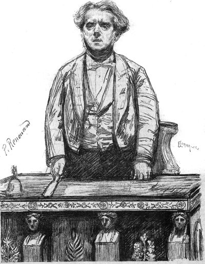 Retrato de Charles Floquet (1828-1896), abogado y político francés. Grabado en “La gazette du dimanche” del 16 de enero de French School