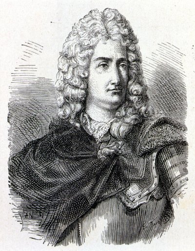 Retrato de Charles François Du Fay (1698 - 1739), químico y físico francés - en "Álbum de la Ciencia; científicos ilustres; Grandes descubrimientos" 1896 de French School