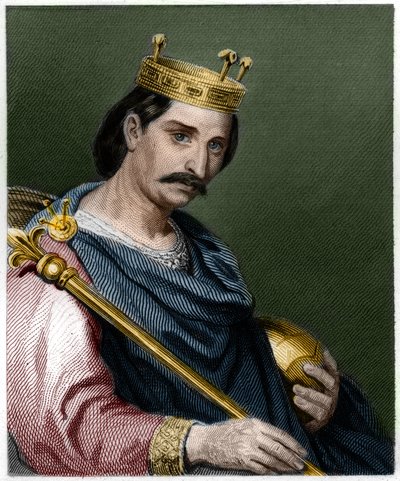 Retrato de Carlos II el Calvo (823 - 877), Rey de Francia - en “Histoire des Francais” de Lavallee, grabado de French School