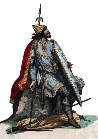 Retrato de Carlos Martel (688-741), líder militar y político franco de French School