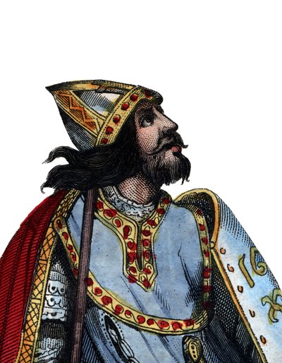 Retrato de Carlos Martel (688-741), líder militar y político franco de French School