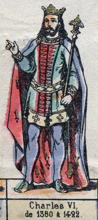 Retrato de Carlos VI de Francia, conocido como Carlos el Bienamado (1368-1422) (dinastía de los Capetos). Ilustración de finales del siglo XIX de French School