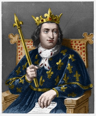 Retrato de Carlos V el Sabio (1338-1380), Rey de Francia - en “Histoire des Francais” por Lavallee, grabado, sd de French School