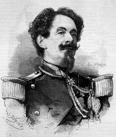 Retrato de Charles Victor Frebault (General Frebault) (1813-1888), Gobernador de Guadalupe. Grabado en "Le Monde Illustré" n°148 del 11 de febrero de 1860. de French School