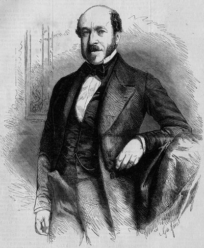 Retrato de Charles de Morny (1811-1866), político francés, presidente del Cuerpo Legislativo bajo el Segundo Imperio. Grabado en Le Monde Illustré n°33 del 28 de noviembre de 1857 de French School
