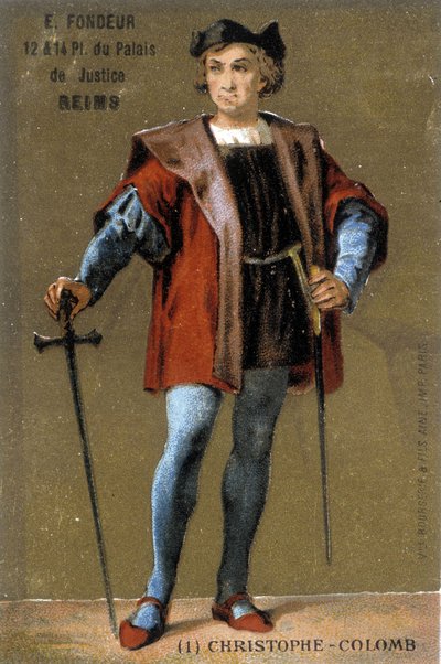 Retrato de Cristóbal Colón. Cromolitografía del siglo XIX de French School