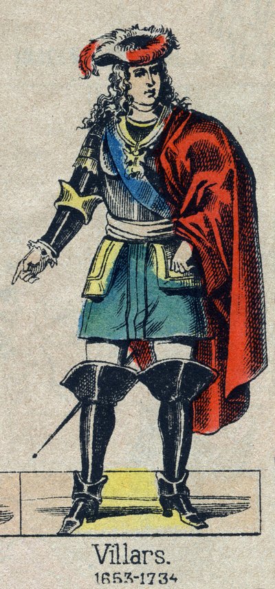 Retrato de Claude Louis Hector de Villars (1653-1734), mariscal de Francia. Imagen de Épinal de finales del siglo XIX. de French School