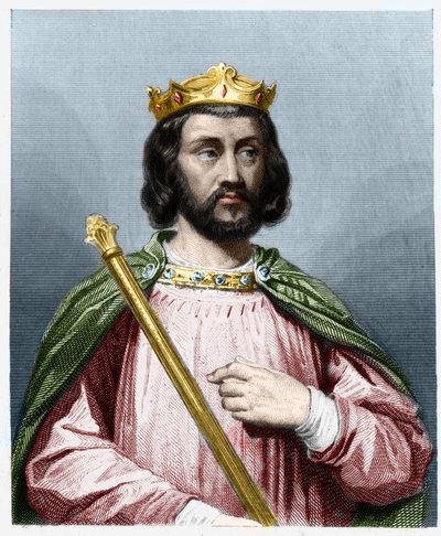 Retrato de Clotario III (652 - 673), Rey de Neustria y Borgoña. Grabado en "Histoire des Francais" por Lavallee. de French School