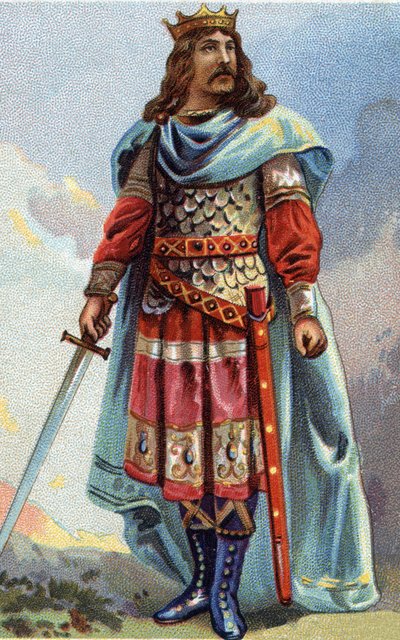 Retrato de Clotario IV, rey de los francos de 716 a 718. Cromolitografía alrededor de 1890. de French School