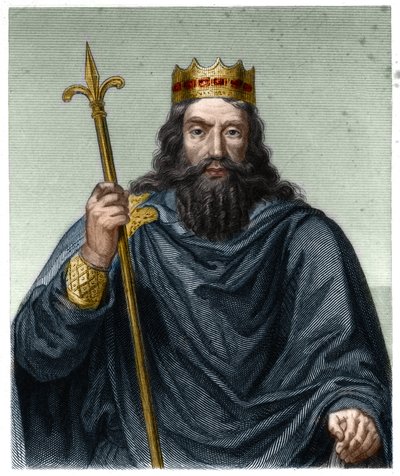 Retrato de Clovis I (c. 466 - 511), Rey de los Francos - en “Historia de los Franceses” por Lavallee, grabado, sd. de French School