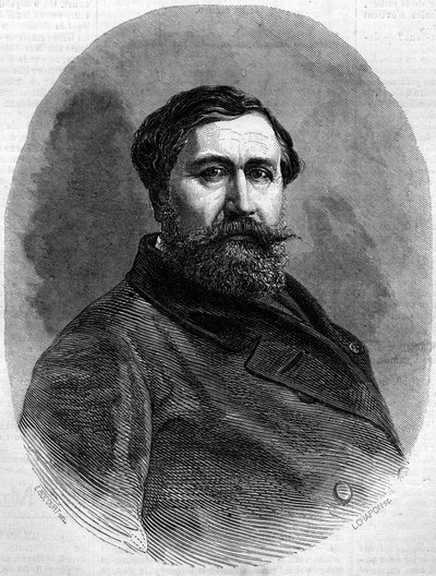 Retrato del Conde Alfred Emilien de Nieuwerkerke (1811-1892), escultor francés y alto funcionario. Grabado en “Le Monde Illustré” n°212 del 4 de mayo de 1861 de French School
