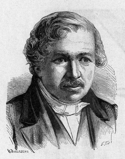 Retrato de Daguerre - en "Álbum de Ciencia; científicos ilustres; Grandes descubrimientos" 1896 de French School