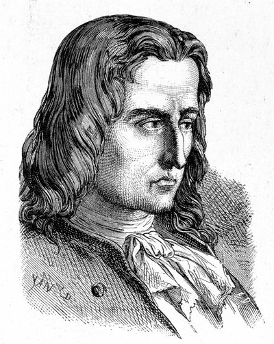 Retrato de Denis Papin (1647 - 1714) - en "Álbum de Ciencia; eruditos ilustres; Grandes descubrimientos" 1896 de French School