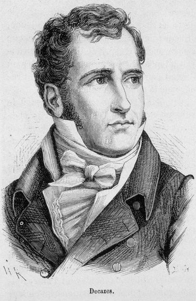 Retrato de Elie Duque de Decazes y Glücksberg (1780 - 1860), político francés - en “La Historia de Francia” de Henri Martin de French School