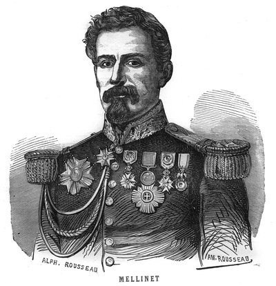 Retrato de Emile Henry Mellinet (1798-1894) general francés. Grabado en “Les Illustrations De L