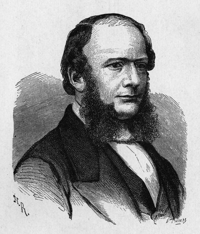 Retrato de Ernest Werner von Siemens (1816 - 1892), ingeniero e industrial alemán, fundador de la empresa que creó la primera gran línea telegráfica europea... - en “Álbum de Ciencia; científicos ilustres; Grandes descubrimientos” 1896 de French School