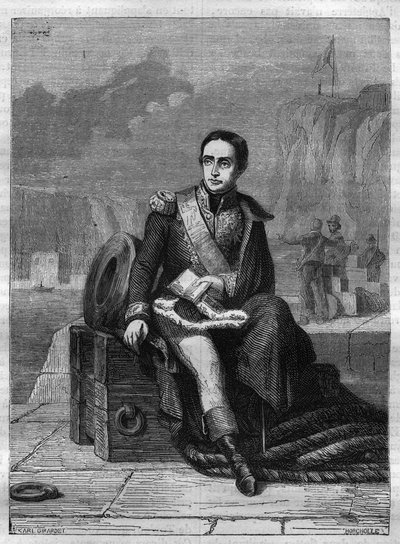 Retrato de Eustache Bruix (1759-1805), almirante francés - Grabado de 1865 en Histoire du Consulat et de l