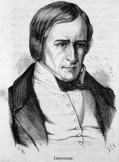 Retrato de Félicité Robert de La Mennais o Lamennais. Sacerdote y escritor francés (en Saint-Malo) de French School