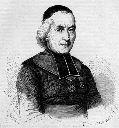 Retrato de Francois Joseph Le Brotier (1799-1885), obispo de Montpellier. Grabado en 
