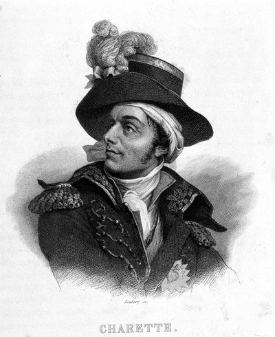 Retrato de François Athanase De Charette de la Contrie (1763 - 1796) - en “Revolución francesa” de Thiers. Siglo XIX de French School