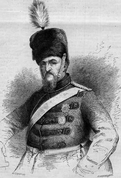 Retrato de Federico VII (1808-1863), Rey de Dinamarca. Grabado en "Le Monde Illustré" n°346 del 28 de noviembre de 1863. de French School