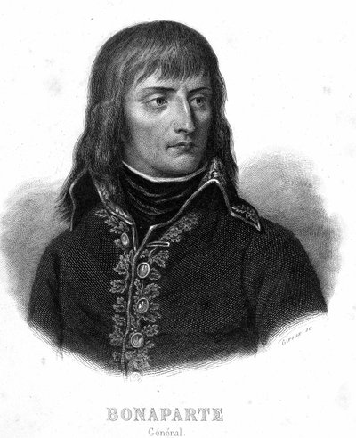 Retrato del General Bonaparte - en “Revolución francesa” de Thiers. siglo XIX. de French School