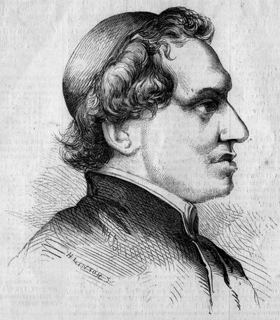 Retrato de Giacomo Antonelli (1808-1878), cardenal italiano y secretario de Estado del Gobierno Pontificio. Grabado por Linton en 