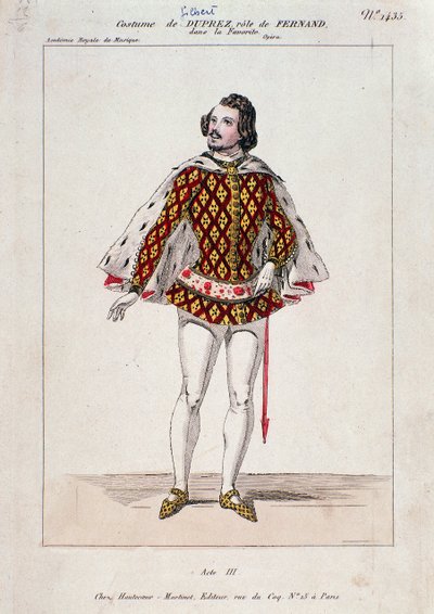 Retrato de Gilbert Duprez, tenor y compositor francés en "La Favorita" de Gaetano Donizetti de French School