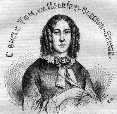 Retrato de Harriet Beecher Stowe (1811-1896), escritora estadounidense, autora de La cabaña del tío Tom. Grabado de 1852 de French School