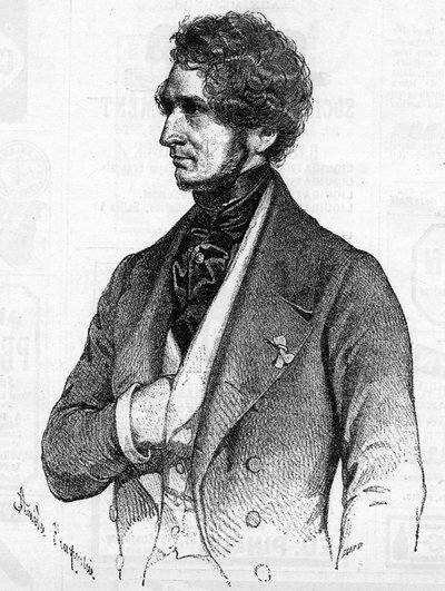 Retrato de Hector Berlioz (1803-1869) alrededor de 1847 de una litografía de Amedee Charpentier de French School